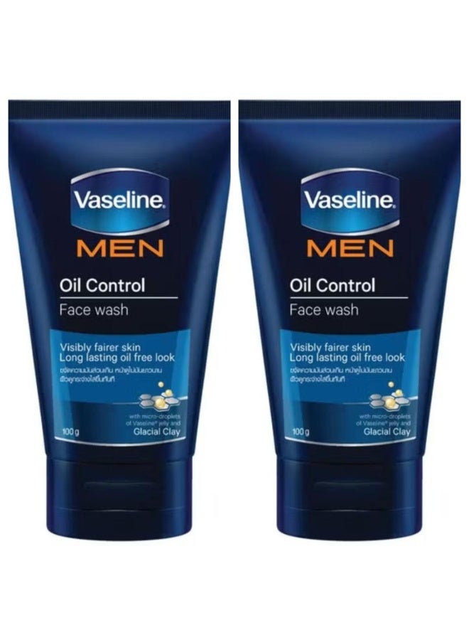 Men Oil Control Face Wash Visibly Fairer Skin Long Lasting Oil Free Lock 100 g 2 pcs
