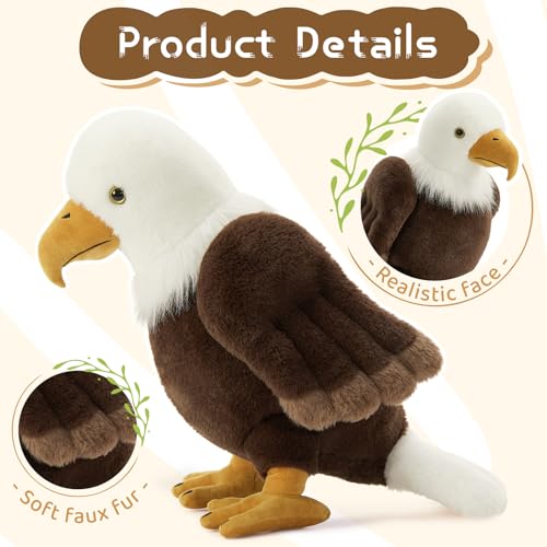 BENINY 4Pcs Bald Eagle Stuffed Animal 18 Inch Mommy Eagle Plush with 3 Baby Chicks Stuffed Bald Eagle Plushie Toy Gifts for Kids - Image 5