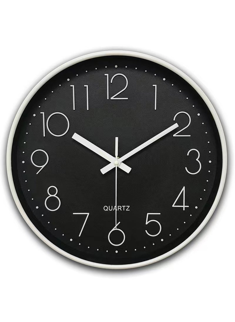 Qiccijoo Qiccijoo Wall Clock 12-inch Silent Non-Ticking Round Wall Clocks Battery Operated Easy to Read for Living Room Home Office School(Black)  - Image 1