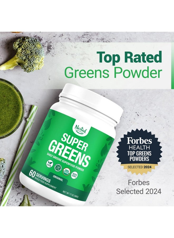 Nested Naturals Super Greens Daily Greens Superfood Powder - Certified USDA Organic Green Powder w/20+ Whole Foods, Spirulina Powder, Wheat & Barley Grass - Probiotics, Fiber & Enzymes - Original Flavor, 60 Servings - Image 2
