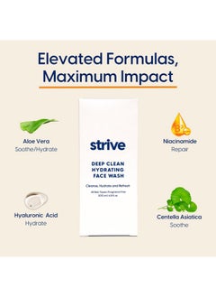 Strive Deep Hydrating Mens Face Wash Facial Cleanser Mens Skin Care Fragrance Free Clear Skin Refreshing With Aloe Vera Hyaluronic Acid & Niacinamide For All Skin Types 200Ml  - Image 4