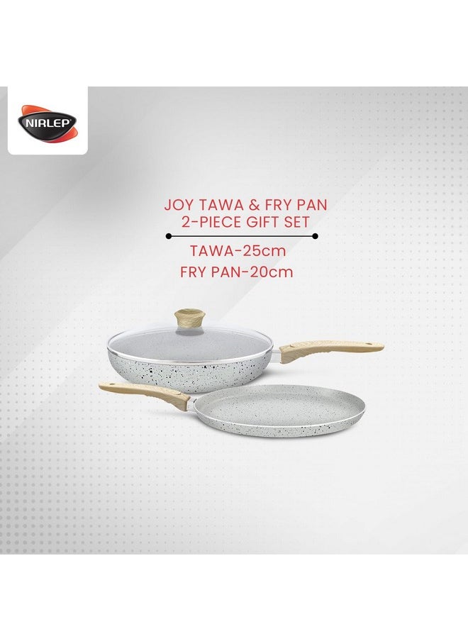 NIRLEP NIRLEP Joy Series 25 cm Tawa & 20cm Frying Pan with Glass lid Set|Granite Non-Stick Set| Induction Base| Easy Cooking| Easy to Clean| Soft Touch Handles | Cookware Set| 1-Yr Warranty by Bajaj| Grey  - Image 4