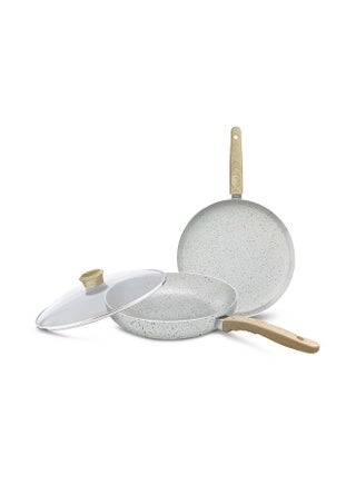 NIRLEP Joy Series 25 cm Tawa & 20cm Frying Pan with Glass lid Set|Granite Non-Stick Set| Induction Base| Easy Cooking| Easy to Clean| Soft Touch Handles | Cookware Set| 1-Yr Warranty by Bajaj| Grey - pzsku/Z7362D0E5D7CC233F2292Z/45/1752149889/eb294924-a441-409c-9972-dc8d94cdf8e3