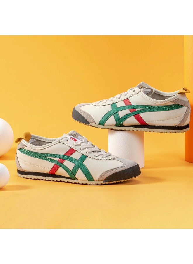 Onitsuka Tiger Mexico 66 Classic Sneakers , Cream with Green and Red Stripes - Image 1