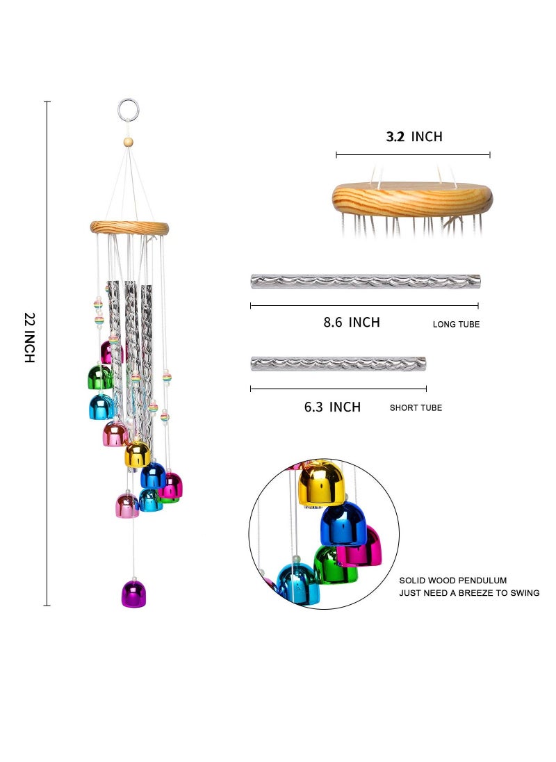 Y&D Colorful Wind Chimes, Memorial Chimes for Outside with 4 Aluminum Tubes Comes 11 Bells Home Garden Yard Patio Decor, Birthday Gifts Mom  - Image 4