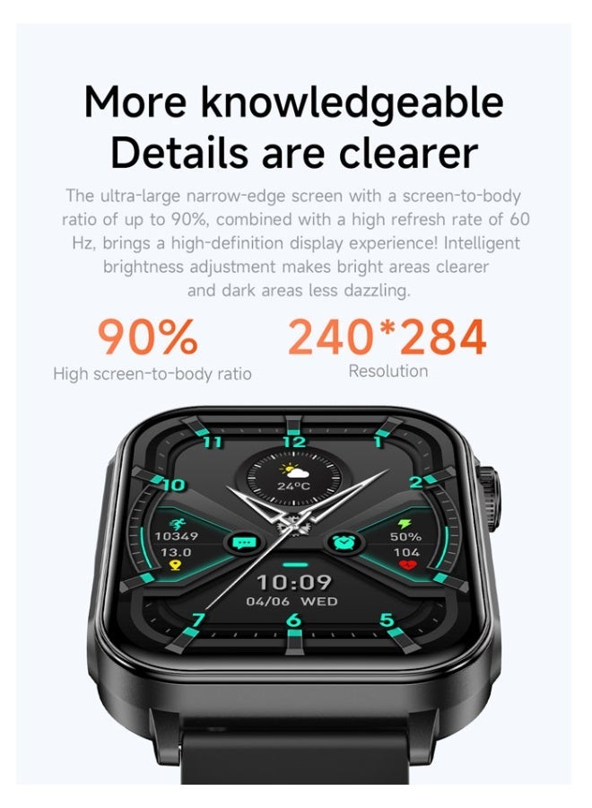 Men's 1.83"HD large screen multiple sports modes Type-C rechargeable Bluetooth phone large capacity battery smart watch - Image 3