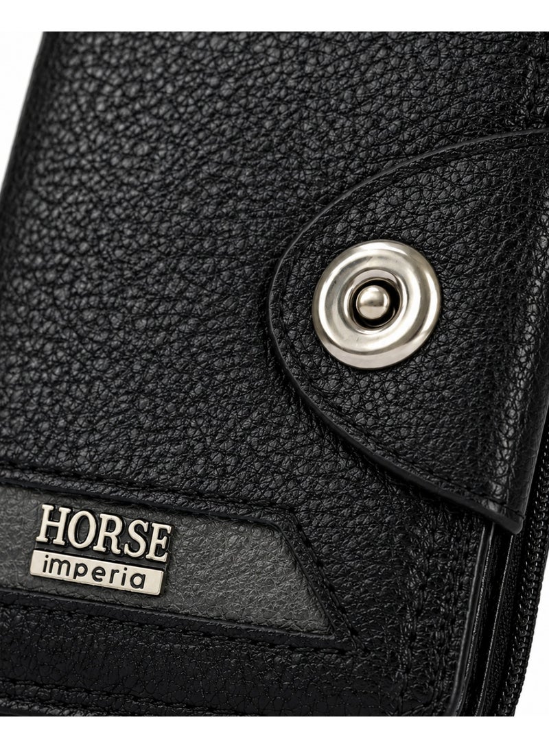 Horse Slim Leather Card Holder – Compact Wallet for Cards and Cash –black Color - Image 3