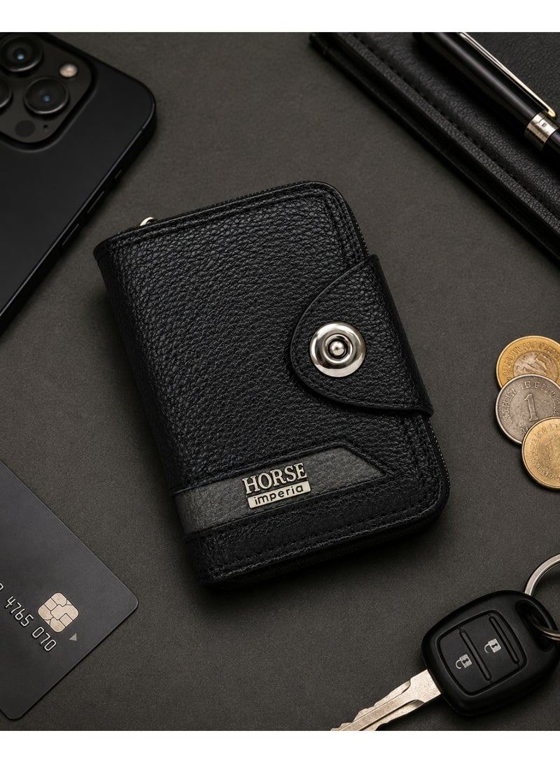 Horse Slim Leather Card Holder – Compact Wallet for Cards and Cash –black Color - Image 2
