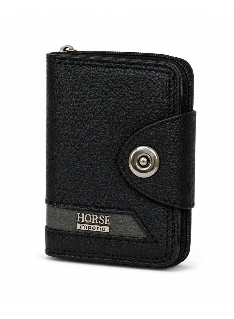 Horse Slim Leather Card Holder – Compact Wallet for Cards and Cash –black Color - Image 4