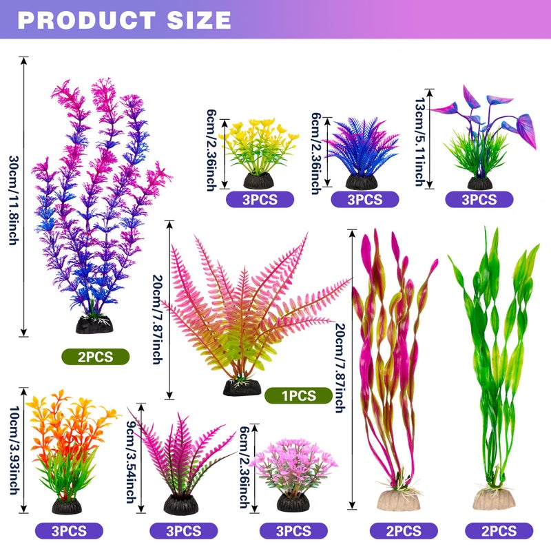 Ameliade Fish Tank Artificial Plastic Plants Decorations Large Aquarium Decor Betta Goldfish Tank Accessories Fish Bowl Ornamentsï¼ˆColorfulï¼‰ - Image 2