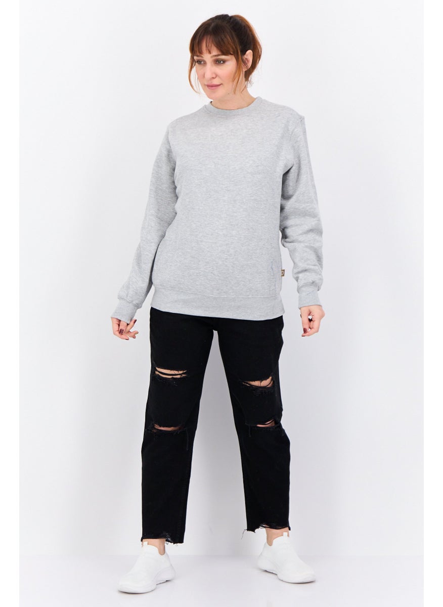 CROSSHATCH Women Crew Neck Heather Long Sleeves Sweatshirt, Grey  - Image 4