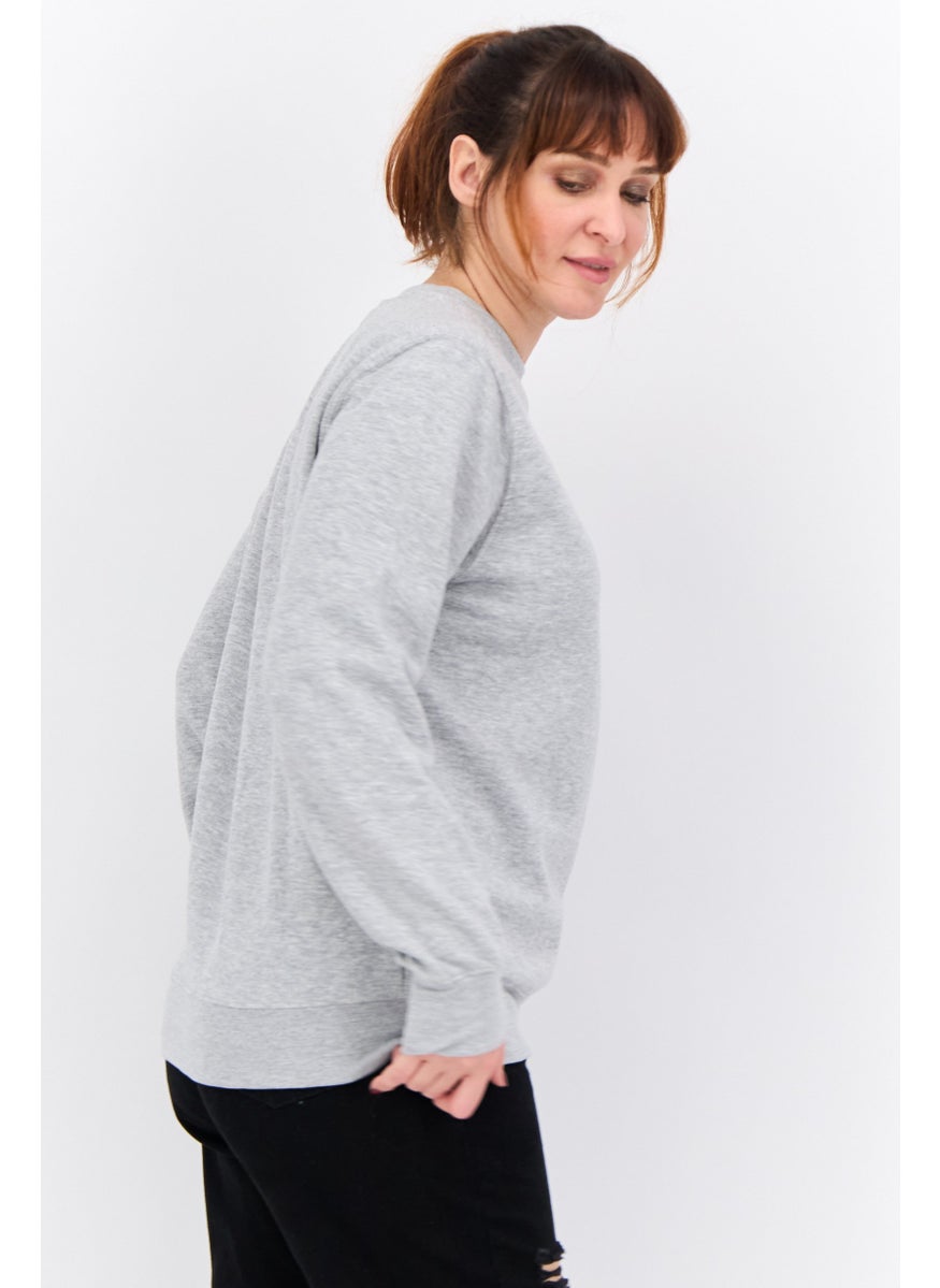 CROSSHATCH Women Crew Neck Heather Long Sleeves Sweatshirt, Grey  - Image 2