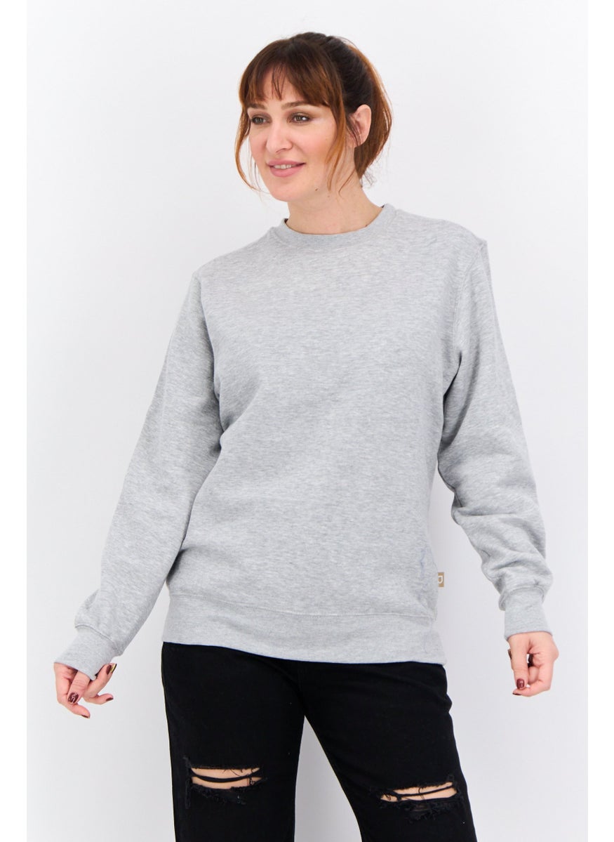 CROSSHATCH Women Crew Neck Heather Long Sleeves Sweatshirt, Grey  - Image 1
