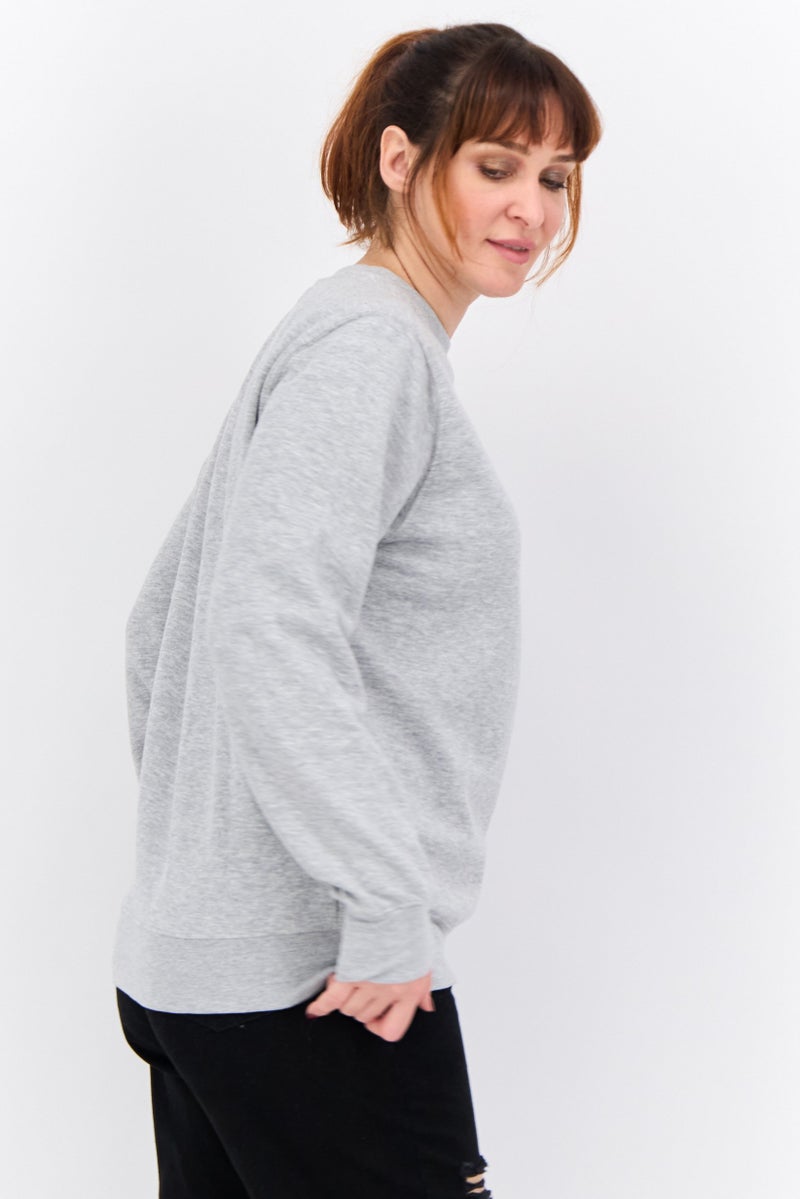 CROSSHATCH Women Crew Neck Heather Long Sleeves Sweatshirt, Grey - Image 2