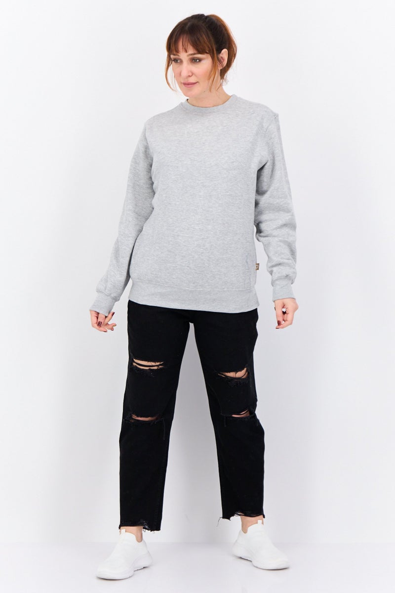 CROSSHATCH Women Crew Neck Heather Long Sleeves Sweatshirt, Grey - Image 4