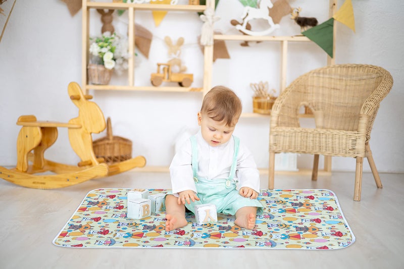 Aazeem New Born Baby Polyster Sheets Waterproof | Bed Protector Baby Dry Sheet | Baby Dry Mats Waterproof and New Baby Born Product |Pack of 1 |Cream | - Image 1