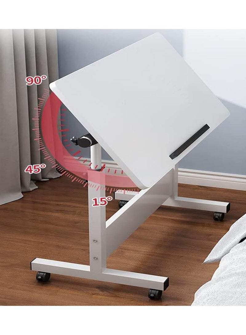DubaiGallery Mobile Standing Desk, Lifted Height Adjustable Bedside Laptop Desk Foldable Multifunctional Side Table Computer Desk with 4 Wheels for Bedroom Living Room Office Hospital Studio  - Image 2