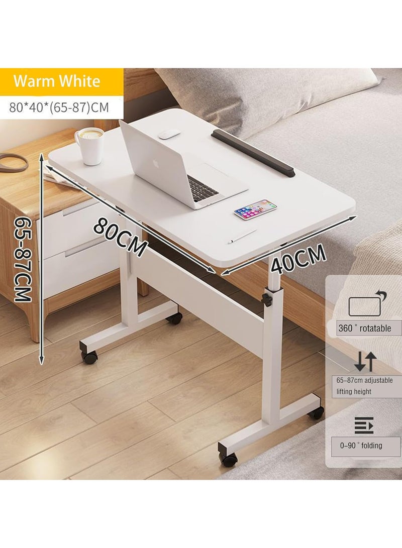 DubaiGallery Mobile Standing Desk, Lifted Height Adjustable Bedside Laptop Desk Foldable Multifunctional Side Table Computer Desk with 4 Wheels for Bedroom Living Room Office Hospital Studio  - Image 4