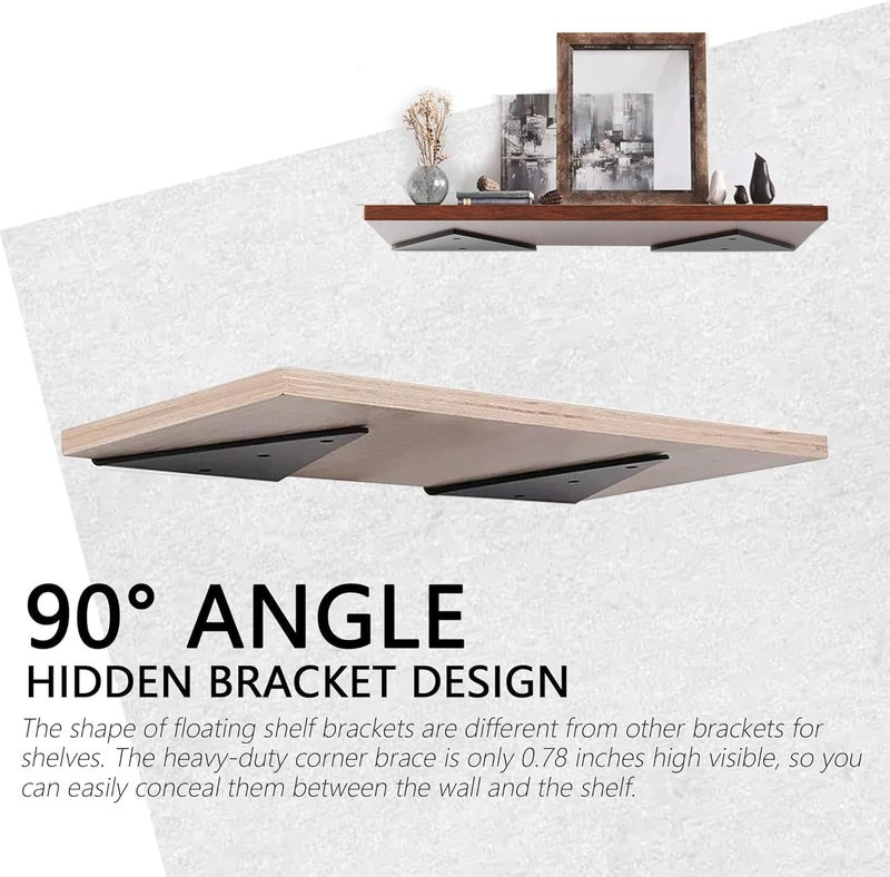 AUTOHJ 8 Packs Floating Shelf Brackets 5 Inch Small Shelf Brackets, Floating Shelf Bracket 5 Inch, Floating Shelves Brackets, Space-Saving Triangle Hidden Shelf Brackets For Home Decor - Image 3