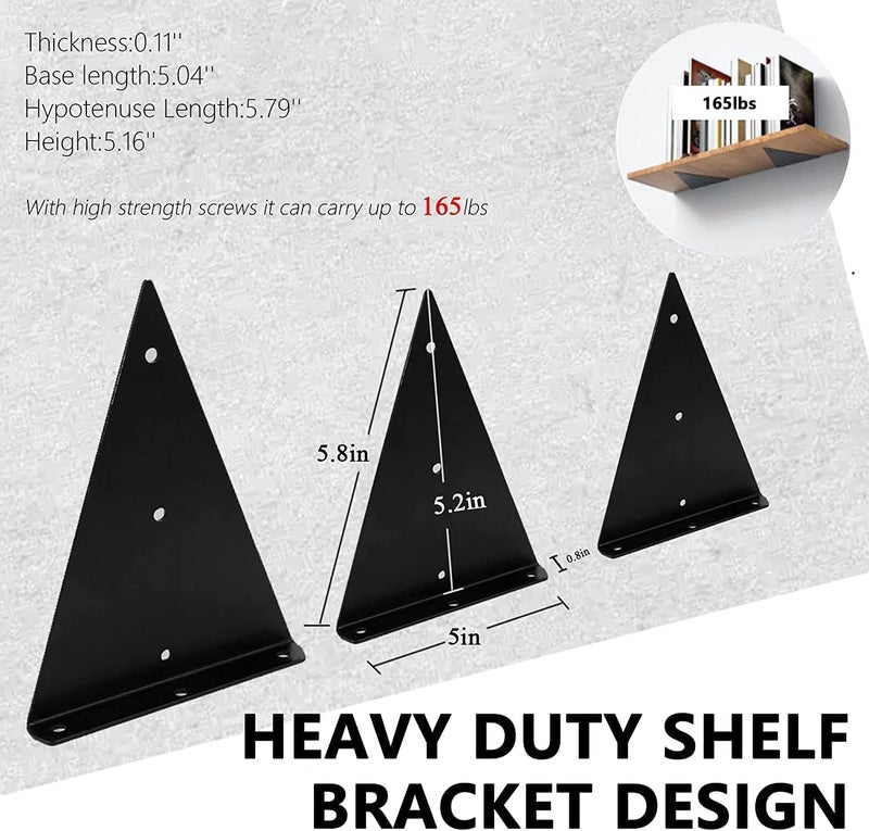 AUTOHJ 8 Packs Floating Shelf Brackets 5 Inch Small Shelf Brackets, Floating Shelf Bracket 5 Inch, Floating Shelves Brackets, Space-Saving Triangle Hidden Shelf Brackets For Home Decor - Image 5