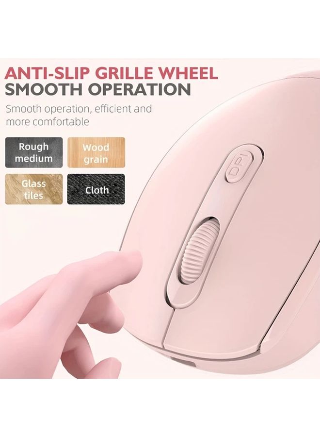 Pink Ergonomic Wireless Mouse BT 2 4G Dual Mode For PC Laptop Tablet Office Home - Image 4
