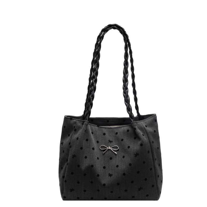 Niche Trendy Large Capacity Polka Dot Canvas Underarm Bag Women'S Fashionable Backpack Commuter Tote Bag - Image 1