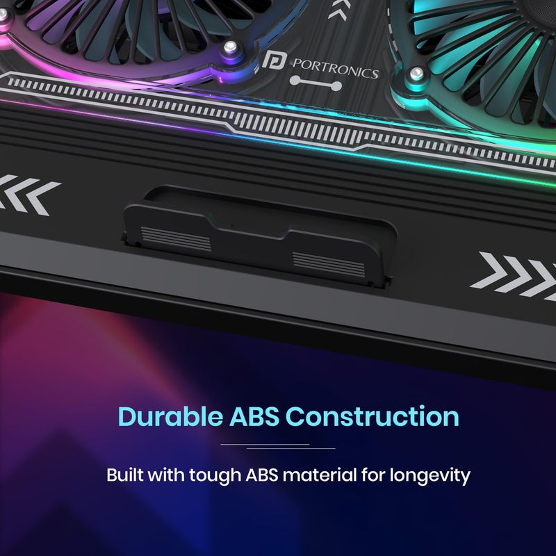 Portronics My Buddy Air 5 Laptop Cooling Pad with Dual Cooling Fans, Height Adjustable, ABS Build, Compatible with Upto 15.6 Inches Laptop(Black) - Image 5