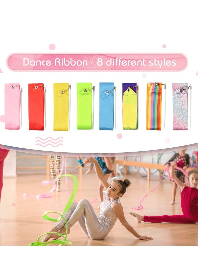 Generic - Dance Ribbons Gymnastic Ribbon for Kids Dancing Streamers Rhythmic with a Twirling Rod Streamer Baton Art Dance Ribbons Rhythmic Baton Twirling Dancing Streamers 8PCS - Image 1