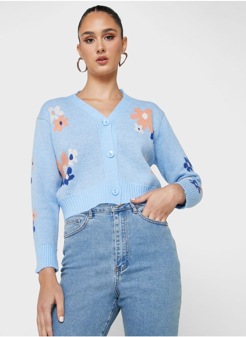 ELLA - Floral Intarsia Cardigan - Image 1