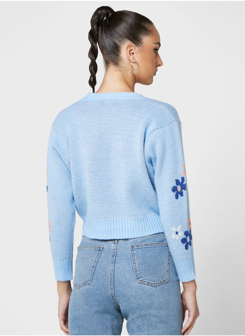 ELLA - Floral Intarsia Cardigan - Image 1