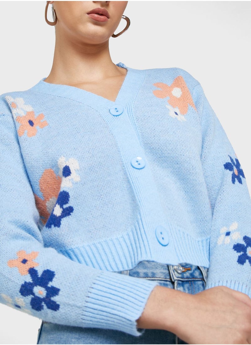 ELLA - Floral Intarsia Cardigan - Image 1