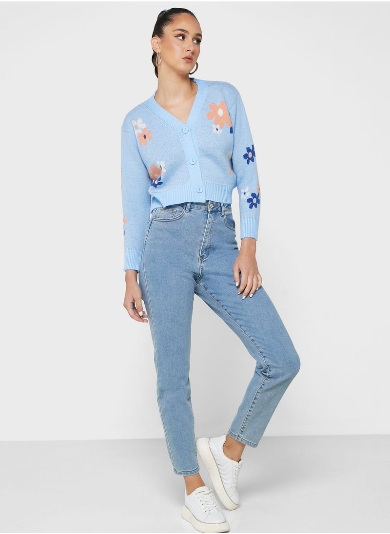 ELLA - Floral Intarsia Cardigan - Image 1