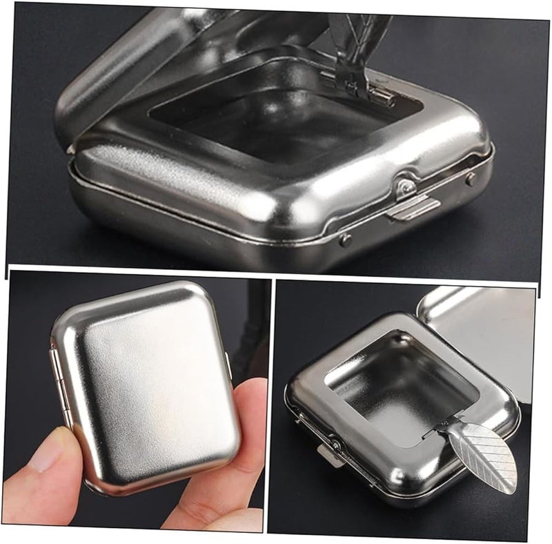 Portable Metal Ashtray with Lid Windproof Travel Car Outdoor Pocket Size Easy Clean - Image 4