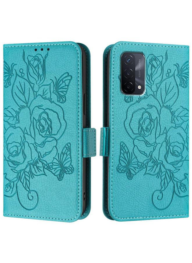 S-TOP Case For OPPO A54 5G / A74 5G / A93 5G Embossed Rose RFID Anti-theft Leather Phone Case - Image 2