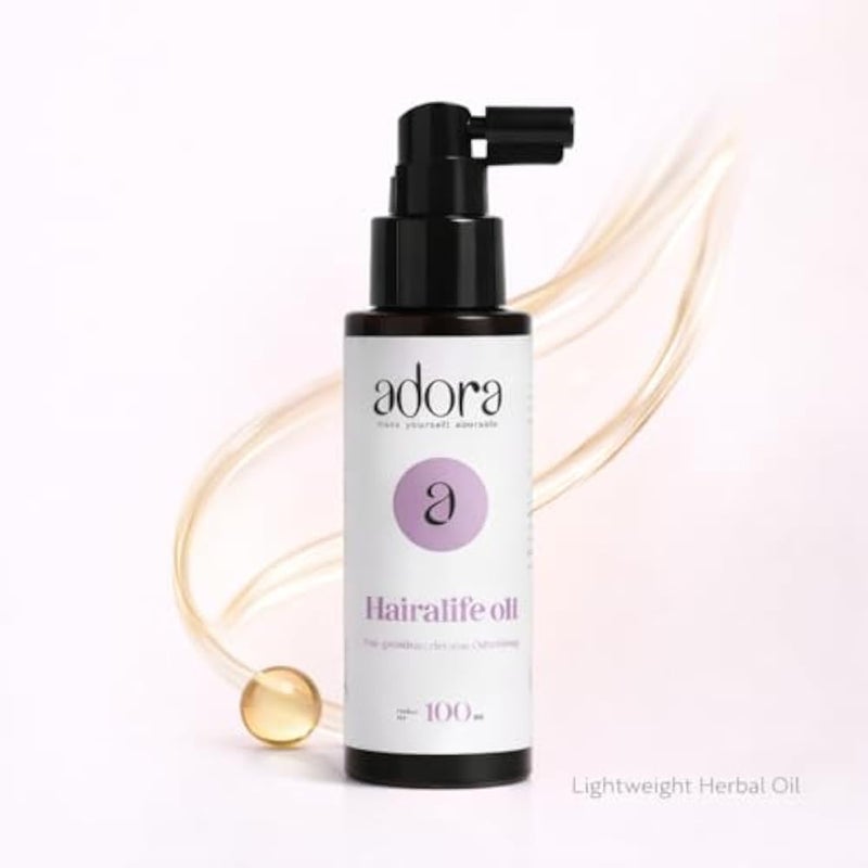 Adora Hairalife Hair Growth Oil 100ml – Natural Herbal Blend for Hair Fall Control, Scalp Nourishment & Intensive Repair – Strengthens Roots, Reduces Dandruff & Boosts Natural Shine - Image 5