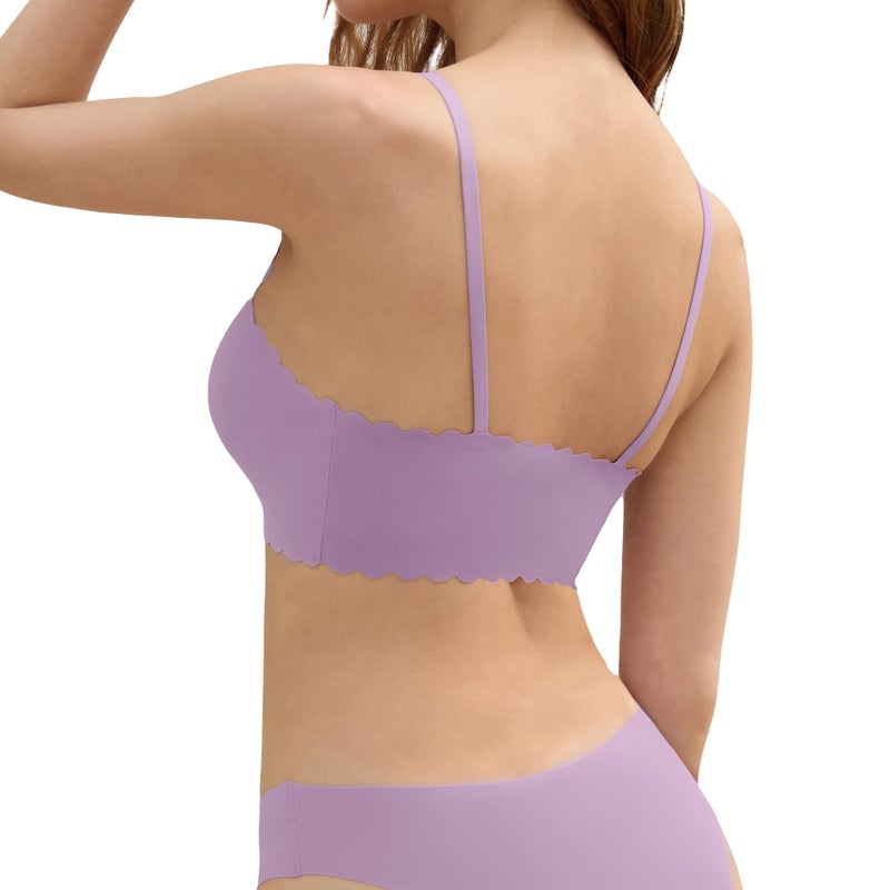 DEANGELMON Seamless Bralettes for Women V Neck Padded Bras Adjustable Straps Everyday Comfortable Sleeping Bras(3P1,M) - Image 2