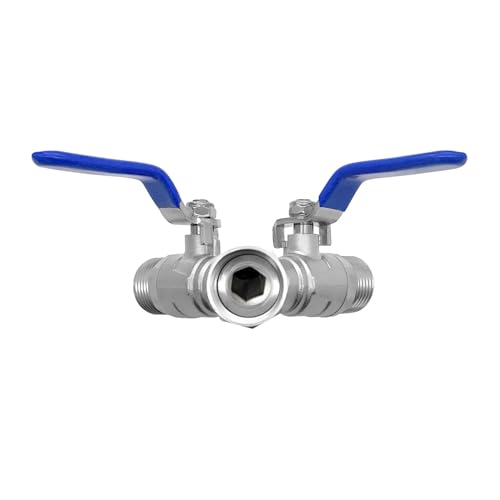 Beduan 304 Stainless Steel Hose Splitter 2 Way Y Garden Hose Bib Splitter with Long Handle Water Hose Ball Shut Off Valve 34 GHT Threaded with Garden Hose Quick Connect Fittings - Image 3