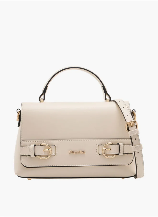 بابريكا Women's Solid Crossbody Bag with Detachable Strap and Flap Closure