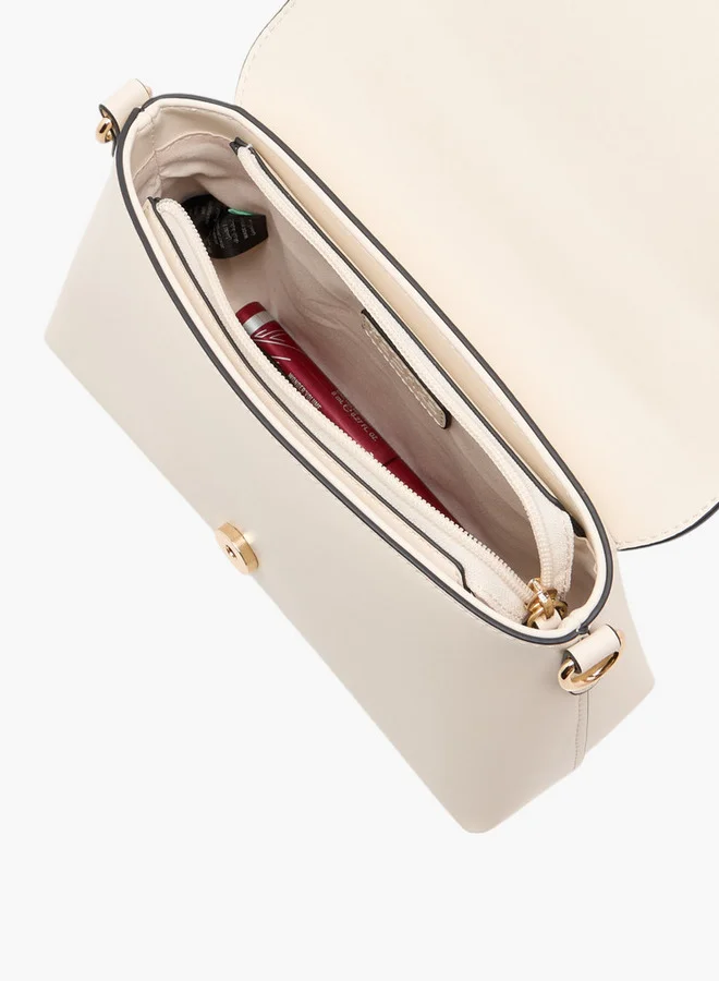Paprika Women's Solid Crossbody Bag with Detachable Strap and Flap Closure