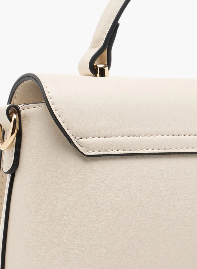 Paprika Women's Solid Crossbody Bag with Detachable Strap and Flap Closure