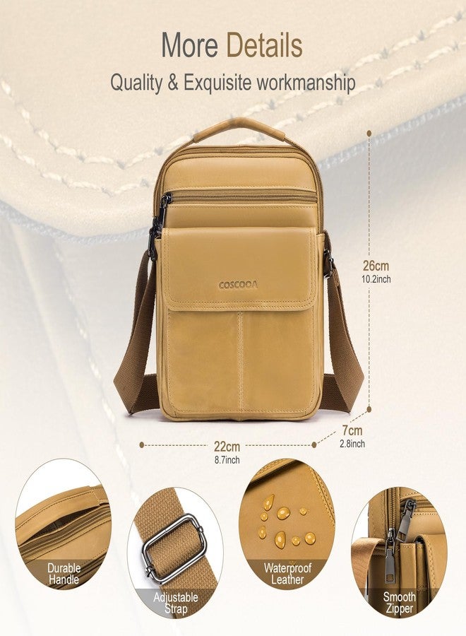 COSCOOA حقيبة كتف جلدية رجالية من كوسكووا - حقيبة كروس بودي، حقيبة مراسلة، حقيبة أعمال، وحقيبة سفر - Image 4