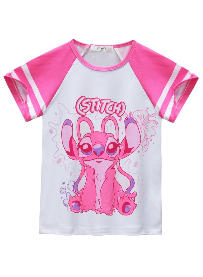 عام فستان ستيتش أنكي للفتيات ، بدلة أطفال كبيرة بأكمام قصيرة + بنطلون ، هدية للعائلة والأصدقاء - Image 2