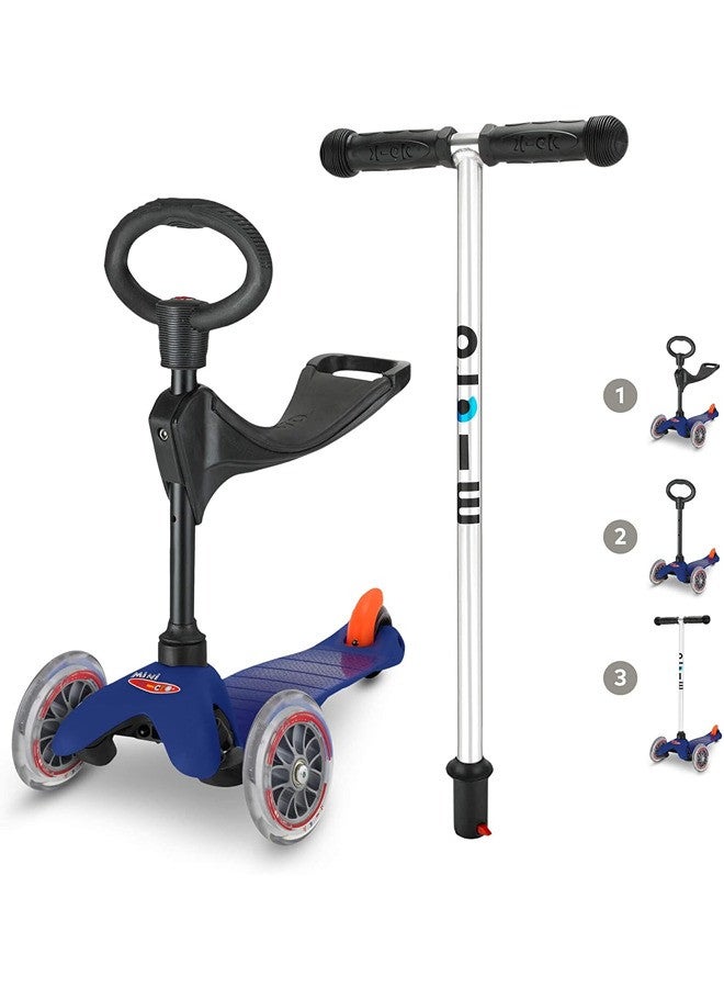 Micro سكوترات ميكرو - ميني كلاسيك 3 في 1 أزرق | سكوتر للأطفال | سكوتر للأطفال | سكوتر بعجلات LED | سكوتر للأطفال من 3-5 سنوات - Image 1