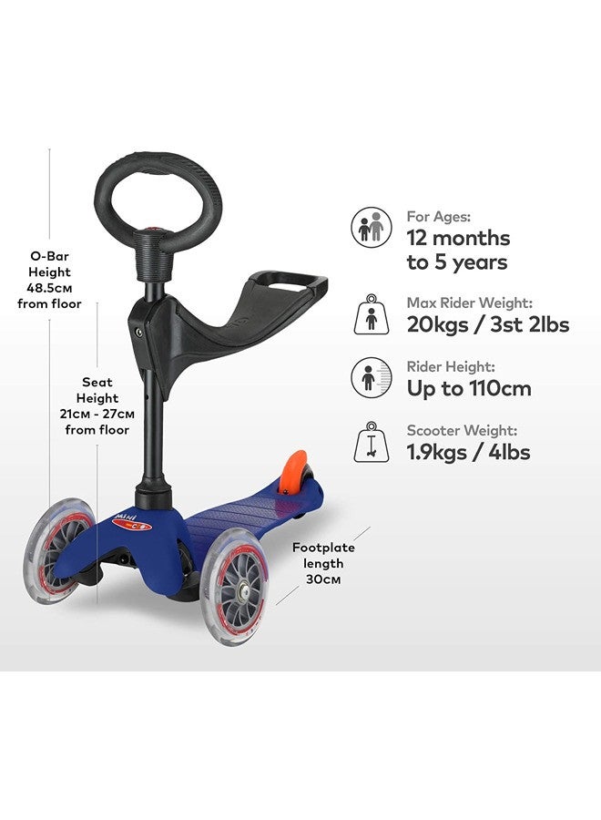 Micro سكوترات ميكرو - ميني كلاسيك 3 في 1 أزرق | سكوتر للأطفال | سكوتر للأطفال | سكوتر بعجلات LED | سكوتر للأطفال من 3-5 سنوات - Image 2