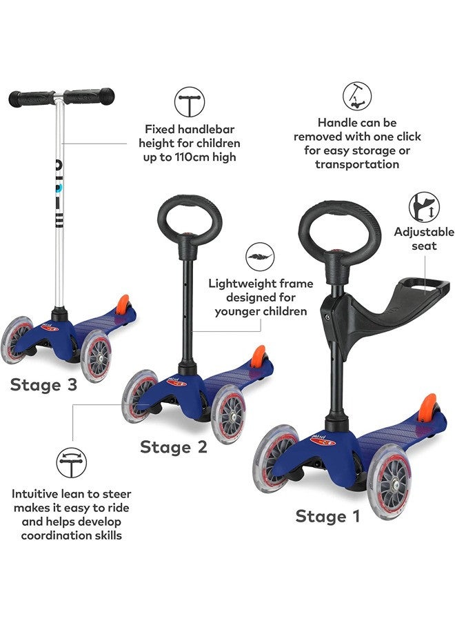 Micro سكوترات ميكرو - ميني كلاسيك 3 في 1 أزرق | سكوتر للأطفال | سكوتر للأطفال | سكوتر بعجلات LED | سكوتر للأطفال من 3-5 سنوات - Image 3