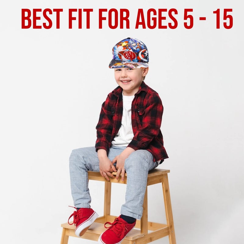 Marvel Avengers, Captain America, Hulk, Ironman Flat Brim Baseball Cap Hat, Boys Ages 5-15 Blue - Image 4