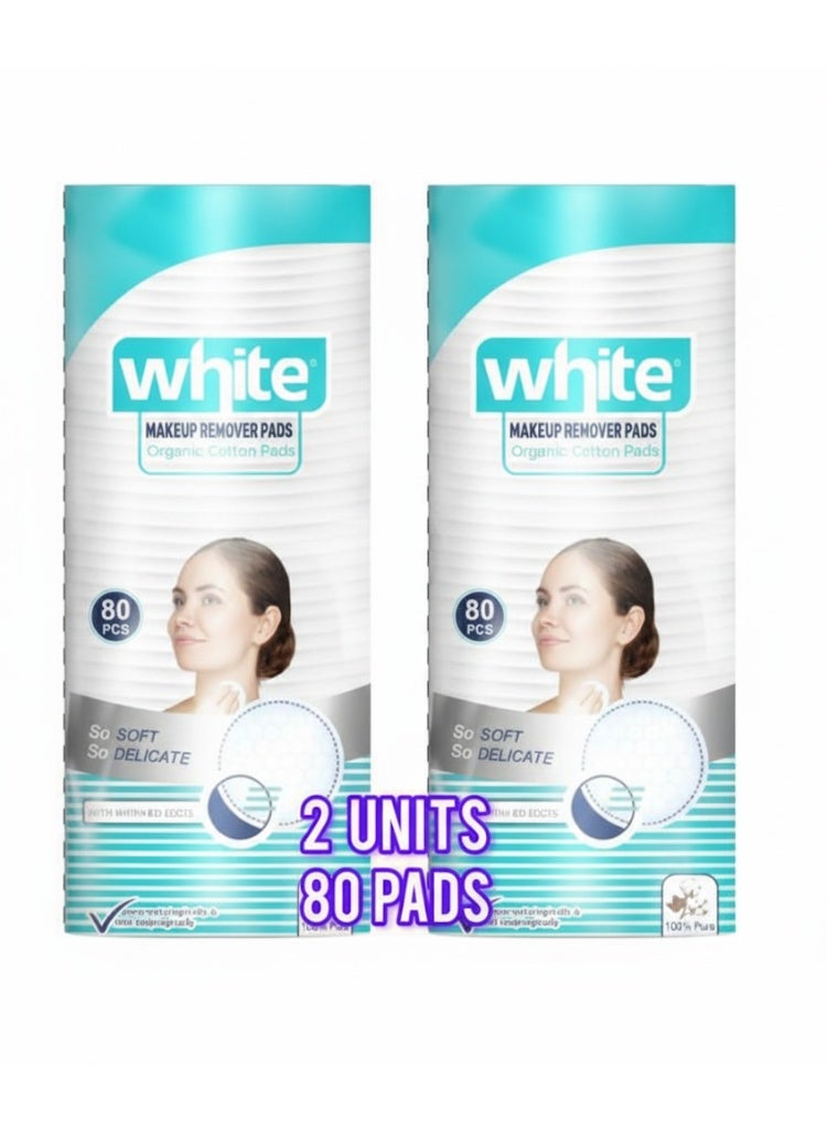 وايت فوط مزيل مكياج قطن عرض قطعتين * 80 قطعه دائريه اجمالي (160 وساده قطنيه) - Image 1