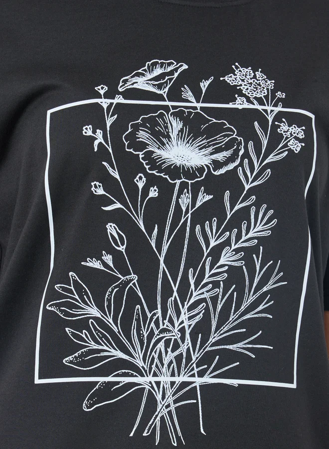 Styli Styli Graphic Print Round Neck T-Shirt