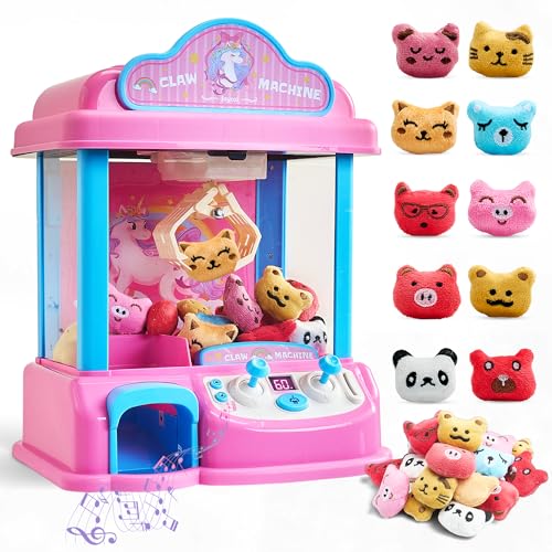 JoyCat Claw Machine for Kids Unicorn Mini Vending Machine Electronic Arcade Game with Adjustable Music 20 Mini Plush Toys for Kids Ages 38 Indoor Toy for Home Party - Image 1