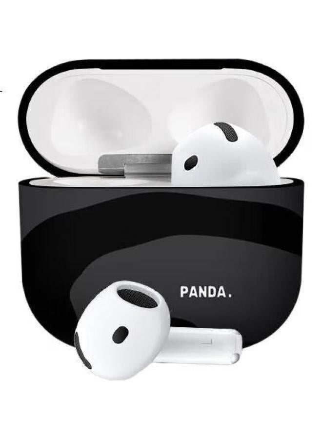 Inkaida جراب حماية لسماعات AirPods 4، جراب حماية لسماعات أبل، جراب سماعات بلوتوث لاسلكية، مقاوم للصدمات، تصميم مبتكر مانع للانزلاق، صندوق تخزين بتصميم باندا أسود - Image 3